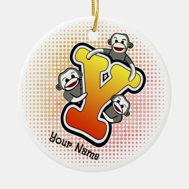 Monogram Y Strumpapa  Julgransprydnad Keramik (Framsidan)