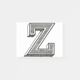 Monogram Z, Brev Z, Alphabet z, Black and White Post-it Block