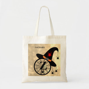 Monogram Z Halloween Himlar Witch Spiders Namn Tygkasse