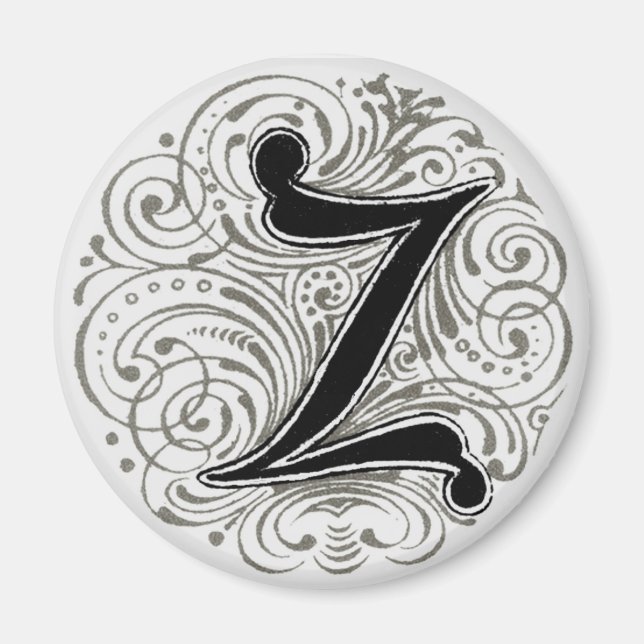 Monogram 'Z' i Grått-Magnet Magnet (Framsidan)