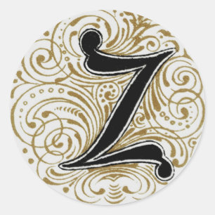 Monogram "Z" i guld - klistermärke