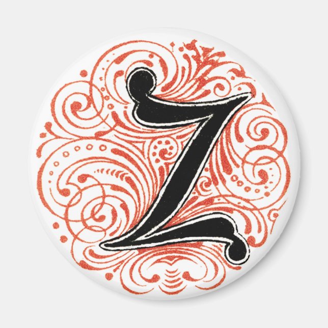 Monogram 'Z' i rött - Magnet (Framsidan)