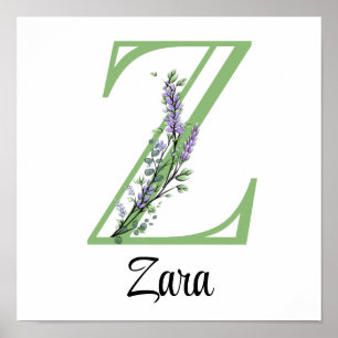 Monogram Z Lavendel Eukalyptus barnrum Poster