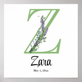 Monogram Z Lavender Eucalyptus plantskolor Poster