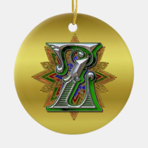 Monogram Z-ornament Julgransprydnad Keramik