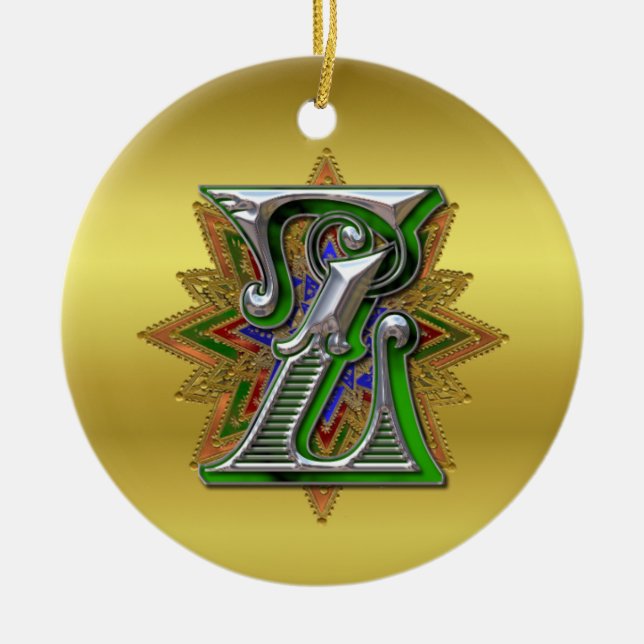 Monogram Z-ornament Julgransprydnad Keramik (Framsidan)