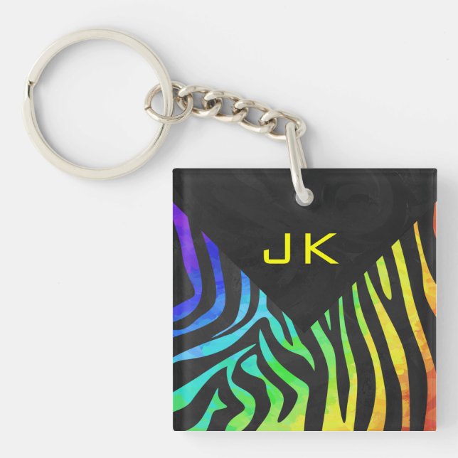 Monogram Zebra Black och Rainbow Print (Framsidan)