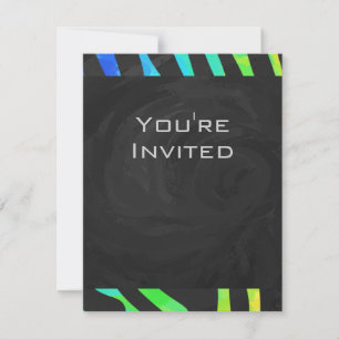 Monogram Zebra Black och Rainbow Print Inbjudningar