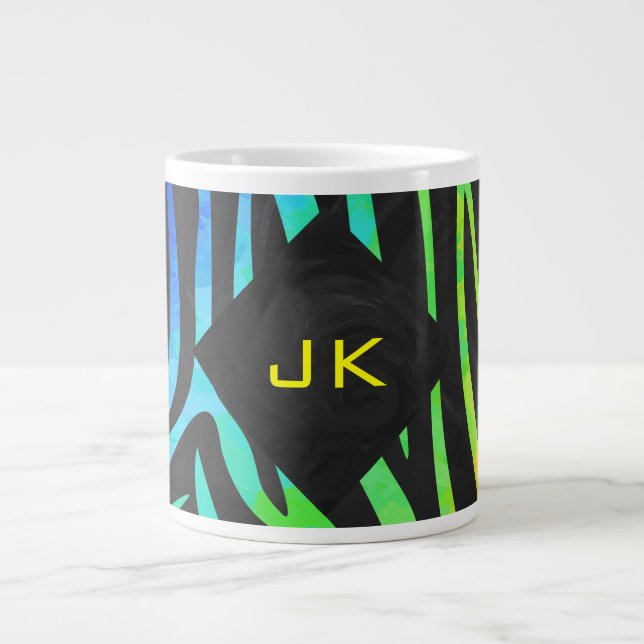 Monogram Zebra Black och Rainbow Print Jumbo Mugg (Framsidan)