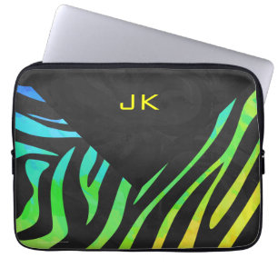 Monogram Zebra Black och Rainbow Print Laptop Fodral