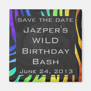 Monogram Zebra Black och Rainbow Print Magnet