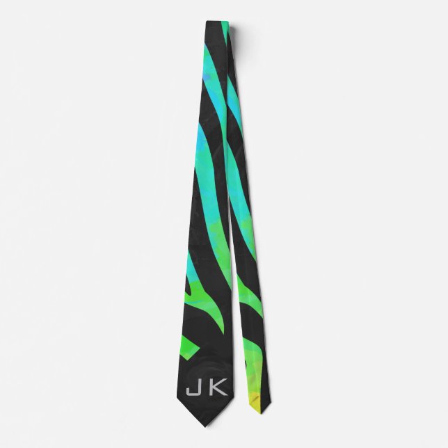 Monogram Zebra Black och Rainbow Print Slips (Framsida)
