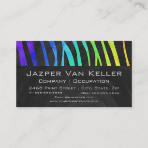 Monogram Zebra Black och Rainbow Print Visitkort