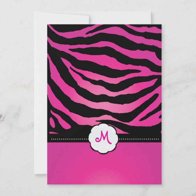 Monogram/Zebra ränder bröllopsinbjudningar Inbjudningar (Framsida)