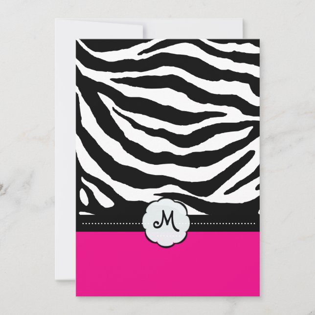 Monogram/Zebra ränder bröllopsinbjudningar Inbjudningar (Framsida)