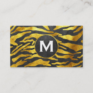 Monogram Zebra tryck (guld) Skiva Visitkort