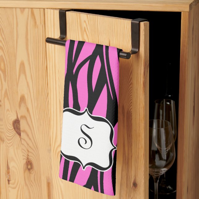 Monogram Zebra tryck Kitchen Towel Kökshandduk (Thirds Fold)