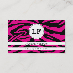 Monogram Zebra tryck (shock rosa) Visitkort