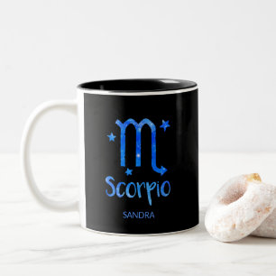 Monogram, Zodiac-tecken, Scorpio, Blue Galaxy Två-Tonad Mugg