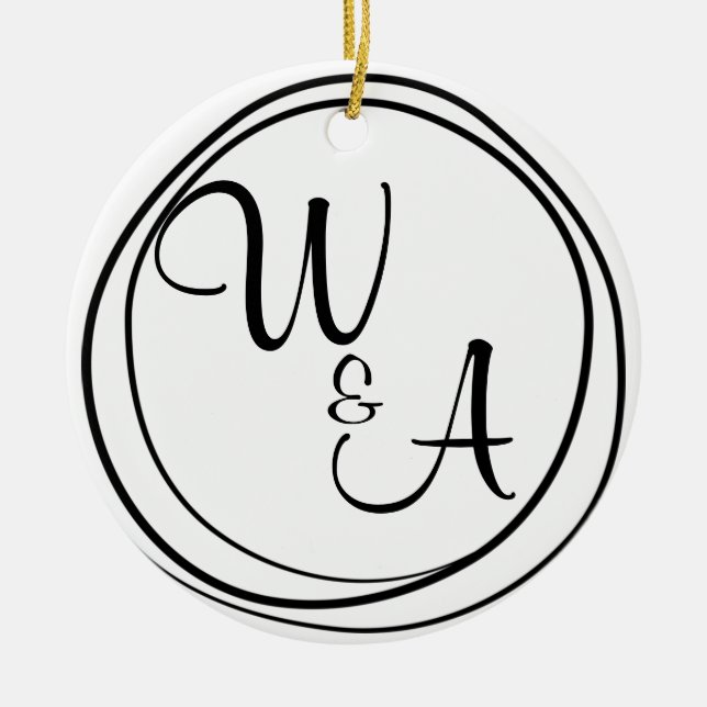 Monograma para casal Estilo Rústico Farmhouse Julgransprydnad Keramik (Framsidan)