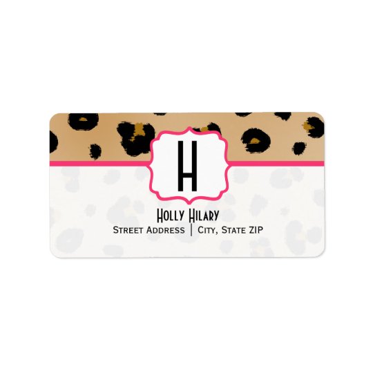 Monogramadressetikett - Leopardtryck Adressetikett