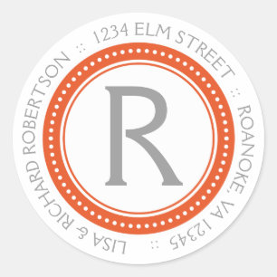 Monogramadressklistermärkear Runt Klistermärke