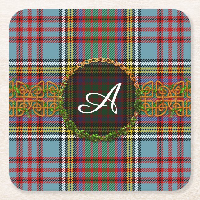 MonogramanderssonTartan Underlägg Papper Kvadrat (Framsidan)