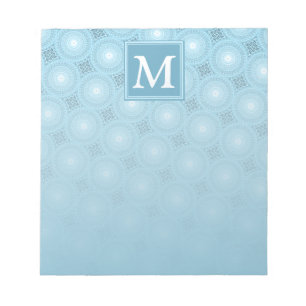 Monogramängelblåa cirklar mönster anteckningsblock