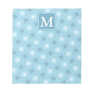 Monogramängelblåa cirklar mönster anteckningsblock