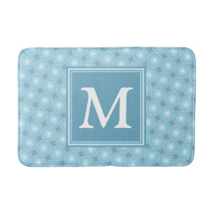 Monogramängelblåa cirklar mönster badrumsmatta