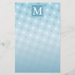 Monogramängelblåa cirklar mönster brevpapper