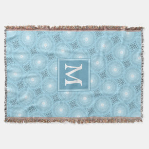 Monogramängelblåa cirklar mönster filt