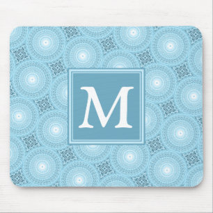 Monogramängelblåa cirklar mönster musmatta