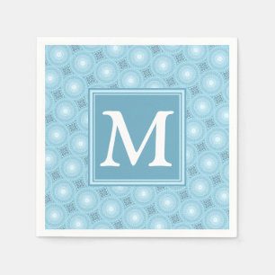 Monogramängelblåa cirklar mönster pappersservett