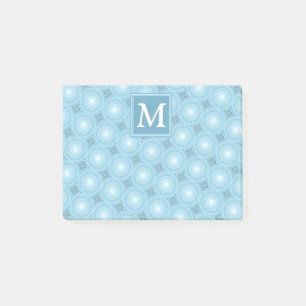 Monogramängelblåa cirklar mönster post-it block