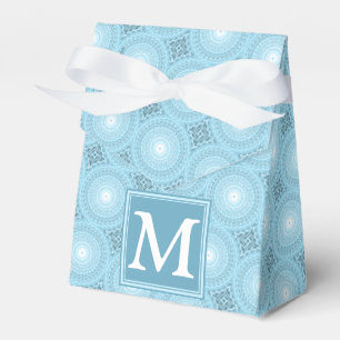 Monogramängelblåa cirklar mönster presentaskar