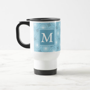 Monogramängelblåa cirklar mönster resemugg