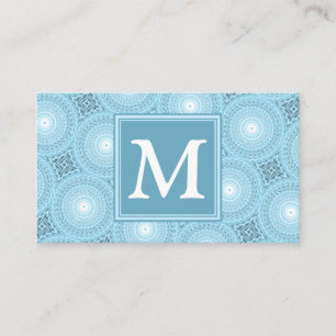 Monogramängelblåa cirklar mönster visitkort