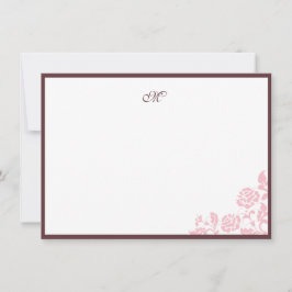 Monogramanteckning för Elegant i Ro Snöre Rosa Ran Anteckningskort
