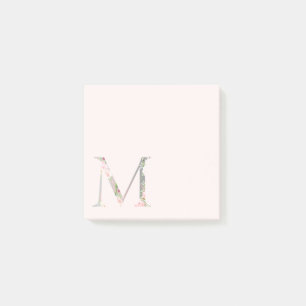 Monogramanteckningar för blommigt Brev ’M’ Post-it Block