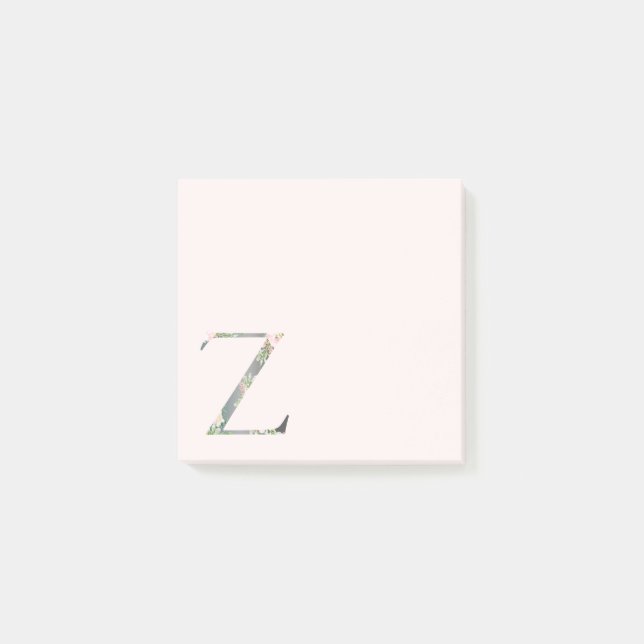 Monogramanteckningar för blommigt Brev ’Z’ Post-it Block (Framsida)