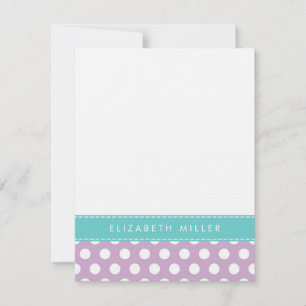 Monogramanteckningskort för Lilac och Aqua Ribbon Anteckningskort