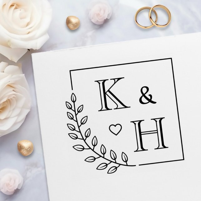 Monogramårsdagen i Corner Gren, Bröllop Självfärgande Stämpel (Skapare uppladdad)