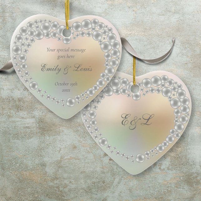 Monogramårsdagen personlig Bröllop Julgransprydnad Keramik (Personalized Wedding Monogram Anniversary Ceramic Ornament)