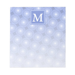 Monogramblå cirklar mönster anteckningsblock