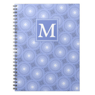 Monogramblå cirklar mönster anteckningsbok