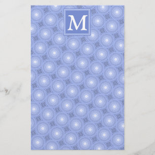 Monogramblå cirklar mönster brevpapper