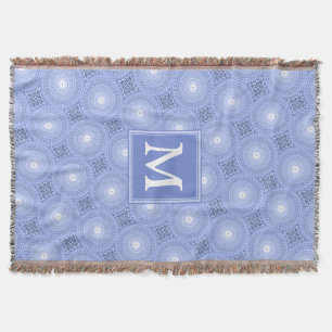 Monogramblå cirklar mönster filt