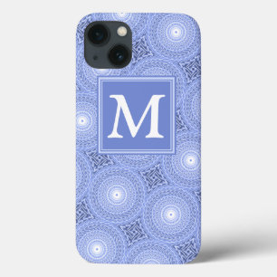 Monogramblå cirklar mönster Fodral-Mate iPhone-cas