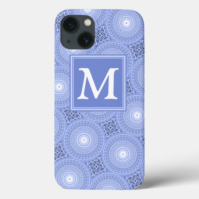 Monogramblå cirklar mönster Fodral-Mate iPhone-cas (Baksida)